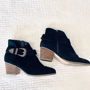 Sole Society Black Suede Buckle Booties